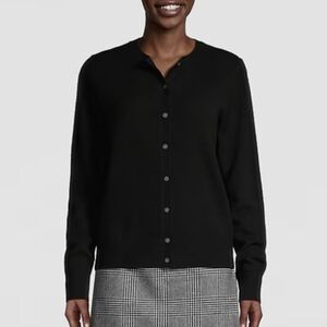 Hudson North 100% Cashmere Crewneck Cardigan NWOT Black Size L